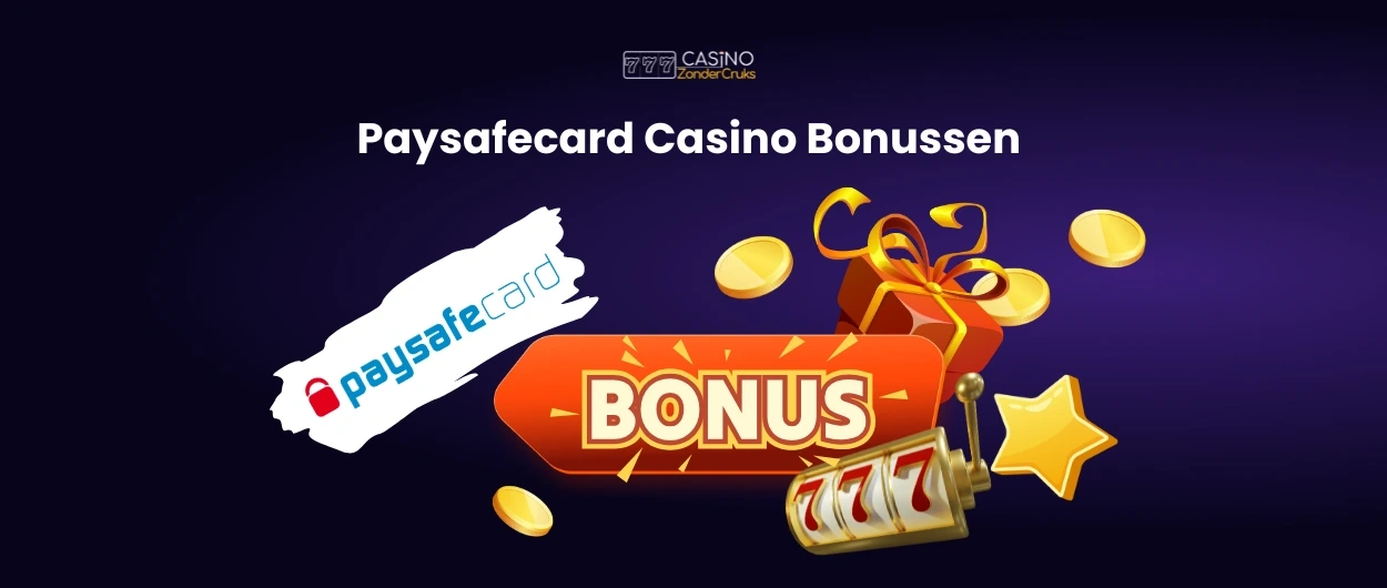 Paysafecard casino bonussen met cadeau, muntjes en een bonusbord.