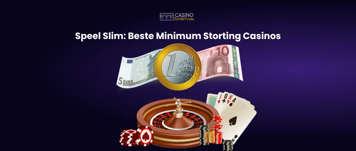 1 euro munt, eurobiljetten, roulettewiel en speelkaarten in online casino setting.